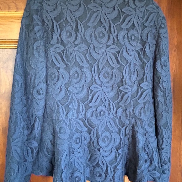 INC International Concepts  Blue Lace Peplum Jacket, Long Sleeves, Size Medium - Picture 10 of 16
